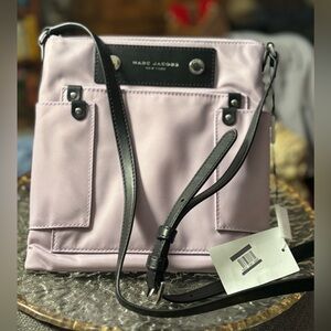NWT Marc Jacobs Wisteria Lavender Nylon Crossbody Bag • Adjustable Black Strap